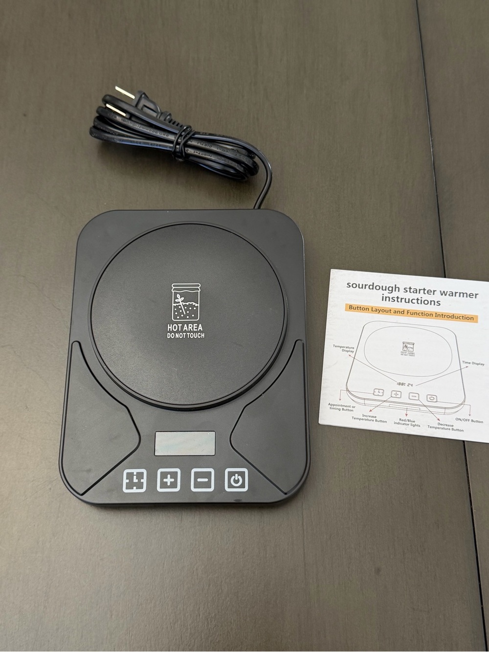 New Sourdough Starter Warmer Mat-24H Timer-Precise 1°F Thermostat Control Black
